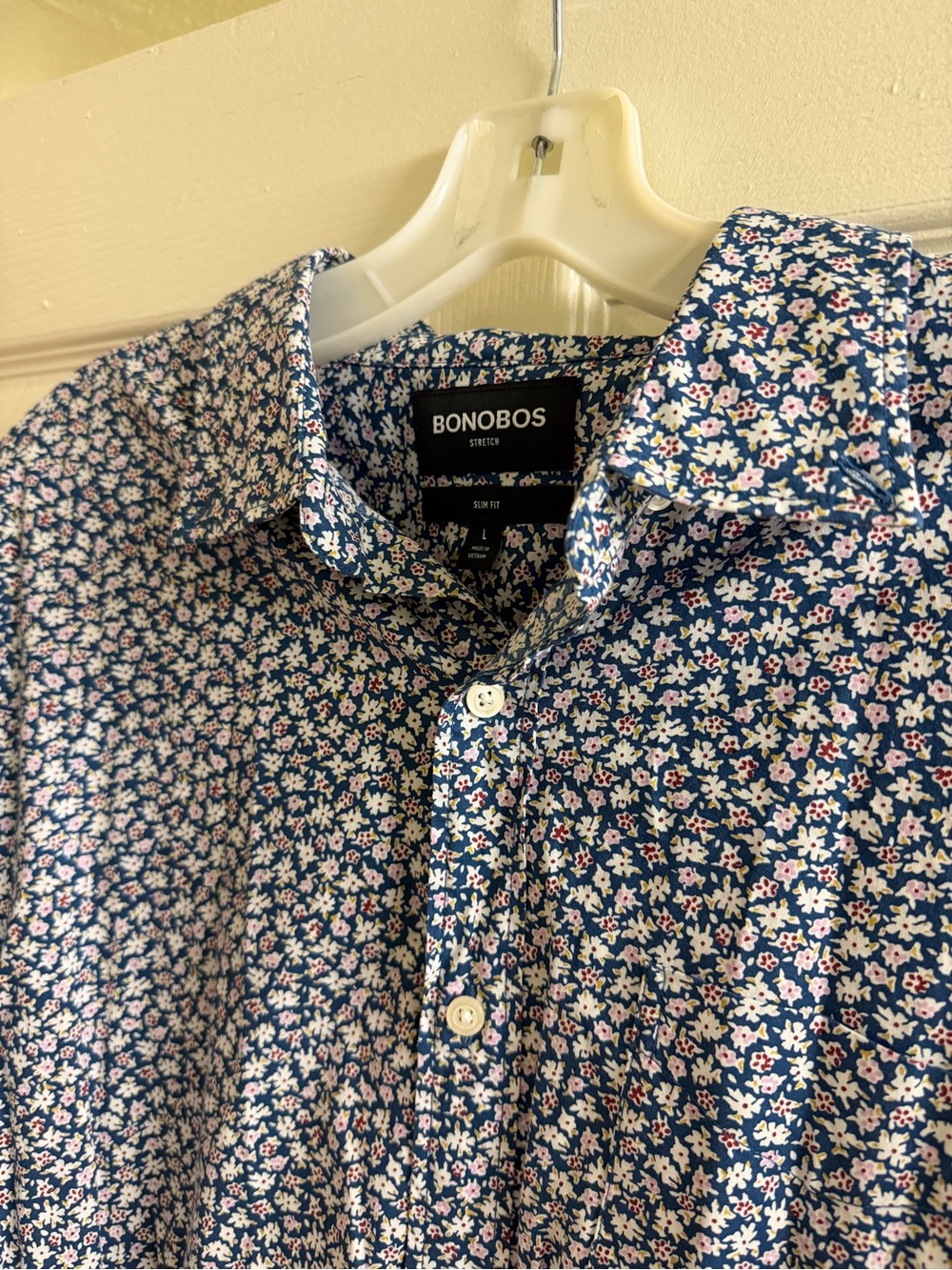 Bonobos Blue and White Micro Floral Button-Down Shirt - Picture 3 of 6